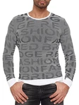 RedBridge Strickpullover mit Rundhalsausschnitt Grau/Dunkelgrau/Hellgrau
