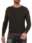 RedBridge Strickpullover mit Rundhalsausschnitt Dunkelgrün/Khaki