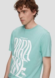 QS Kurzarmshirt mit Frontprint Türkis/Grün/Lila