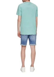 QS Kurzarmshirt mit Frontprint Türkis/Grün/Lila