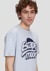QS Kurzarmshirt mit Frontprint Blau/Hellblau/Grau