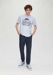 QS Kurzarmshirt mit Frontprint Blau/Hellblau/Grau