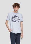 QS Kurzarmshirt mit Frontprint Blau/Hellblau/Grau