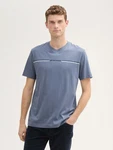 TOM TAILOR T-Shirt mit Print Grau/Dunkelblau