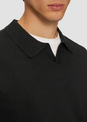 s.Oliver BLACK LABEL Strickpullover mit Polokragen Schwarz/Rot