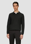 s.Oliver BLACK LABEL Strickpullover mit Polokragen Schwarz/Rot