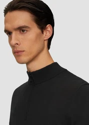 s.Oliver BLACK LABEL Strickpullover mit Troyer-Kragen Schwarz/Rot