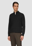 s.Oliver BLACK LABEL Strickpullover mit Troyer-Kragen Schwarz/Rot