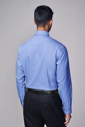 Next Langarmhemd Signature Slim Fit Strukturhemd Cutaway-Kragen Dunkelblau/Blau/Hellblau