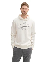 TOM TAILOR Kapuzensweatshirt mit Logo-Frontprint creme/marine