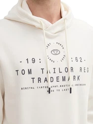 TOM TAILOR Kapuzensweatshirt mit Logo-Frontprint creme/marine
