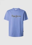 Pepe Jeans T-Shirt DORIAN TEE mit Markenschriftzug Blau/Hellblau/Lila