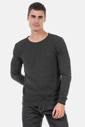 Rundhalspullover Pullover mit Zopfmuster, CP240
