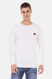Rundhalspullover Pullover mit Zopfmuster, CP240