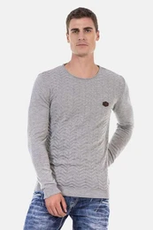 Rundhalspullover Pullover mit Zopfmuster, CP240