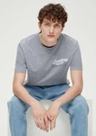 s.Oliver Kurzarmshirt T-Shirt mit Frontprint Grau/Hellblau