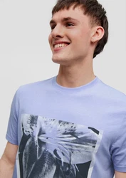 QS Kurzarmshirt Jersey T-Shirt mit Frontprint Lila/Fliederfarben/Blau/Hellblau/Dunkelblau/Grau