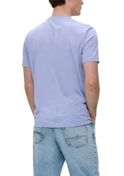 QS Kurzarmshirt Jersey T-Shirt mit Frontprint Lila/Fliederfarben/Blau/Hellblau/Dunkelblau/Grau