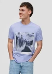 QS Kurzarmshirt Jersey T-Shirt mit Frontprint Lila/Fliederfarben/Blau/Hellblau/Dunkelblau/Grau