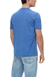 QS Kurzarmshirt Jersey T-Shirt mit Frontprint Hellblau/Blau