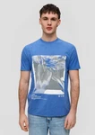 QS Kurzarmshirt Jersey T-Shirt mit Frontprint Hellblau/Blau