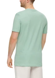 s.Oliver Kurzarmshirt mit V-Ausschnitt Logo-Detail Hellgrün/Grün