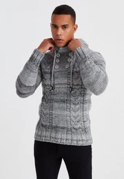 Strickpullover Pullover mit Kapuze mit Kapuze