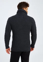 Leif Nelson Herren Strickjacke Schalkragen Slim Fit Winter-Freizeit-Jacke Moderne Männer Pulli Grobstrick Sweatjacke Langarm Hoodie-Pullover Schwarz/Dunkelblau/Dunkelgrau