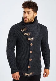 Strickjacke mit Schalkragen Grobstrick