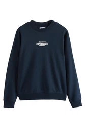 Next Sweatshirt Grafik-Sweatshirt mit Rundhalsausschnitt Dunkelblau