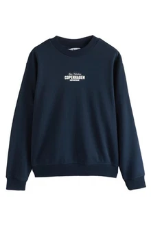 Next Sweatshirt Grafik-Sweatshirt mit Rundhalsausschnitt Dunkelblau