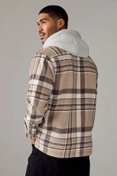 Next Hemdjacke mit Teddyfutter und Kapuze Braun/Beige/Hellblau