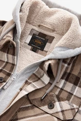 Next Hemdjacke mit Teddyfutter und Kapuze Braun/Beige/Hellblau