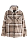 Next Hemdjacke mit Teddyfutter und Kapuze Braun/Beige/Hellblau