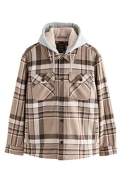 Hemdjacke Karierte Hemdjacke mit Teddyfutter und Kapuze (1-St)