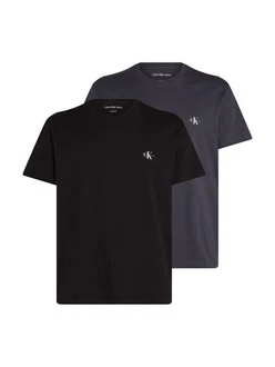 Calvin Klein Jeans T-Shirt 2 PACK MONOLOGO Logodruck Dunkelblau/Dunkelgrau/Blau/Rot/Schwarz/Grau