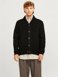Jack & Jones Strickjacke JJCRAIG KNIT SHAWL NECK AW24 Schwarz/Dunkelgrün