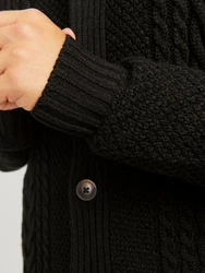 Jack & Jones Strickjacke JJCRAIG KNIT SHAWL NECK AW24 Schwarz/Dunkelgrün
