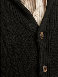 Jack & Jones Strickjacke JJCRAIG KNIT SHAWL NECK AW24 Schwarz/Dunkelgrün