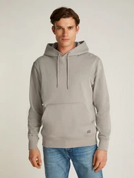 Sweatshirt WOVEN LABEL HOODIE Kngurutasche, Logostickerei