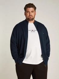 Tommy Hilfiger Big & Tall Strickjacke BT-ESSENTIAL COTTON ZIP THRU-B in Groen Gren, Logostickerei