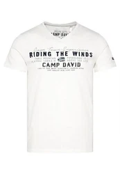 CAMP DAVID T-Shirt PARAGLIDING CAPE TOWN Kurzarmshirt Creme/Orange/Weiß