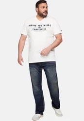 CAMP DAVID T-Shirt PARAGLIDING CAPE TOWN Kurzarmshirt Creme/Orange/Weiß