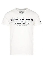 CAMP DAVID T-Shirt PARAGLIDING CAPE TOWN Kurzarmshirt Creme/Orange/Weiß