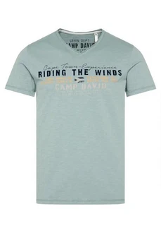 CAMP DAVID T-Shirt PARAGLIDING CAPE TOWN Kurzarmshirt Hellblau/Blau/Grün/Dunkelgrün CAMP DAVID T-Shirt PARAGLIDING CAPE TOWN Kurzarmshirt Hellblau/Blau/Grün/Dunkelgrün