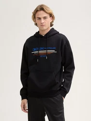 TOM TAILOR Denim Sweatshirt Hoodie mit Print Schwarz/Dunkelblau/Grau/Blau