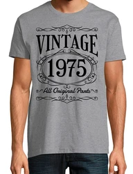 Youth Designz Print-Shirt Herren Grafik T-Shirt Vintage 1975 Geschenk Statement Grau/Dunkelgrau