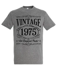 Youth Designz Print-Shirt Herren Grafik T-Shirt Vintage 1975 Geschenk Statement Grau/Dunkelgrau