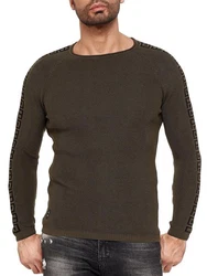 RedBridge Strickpullover mit Rundhalsausschnitt Dunkelgrün/Khaki