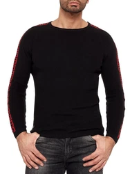 RedBridge Strickpullover mit Rundhalsausschnitt Schwarz/Rot